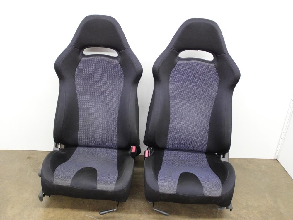 JDM SUBARU IMPREZA WRX BLACK AND NAVY BLUE CLOTH FRONT AND REAR SEATS: Image 1