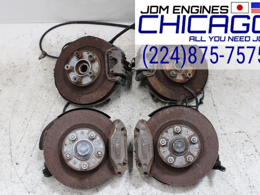 JDM MAZDA RX7 FD FRONT & REAR SPINDLES WITH CALIPERS SET OF ALL 4 