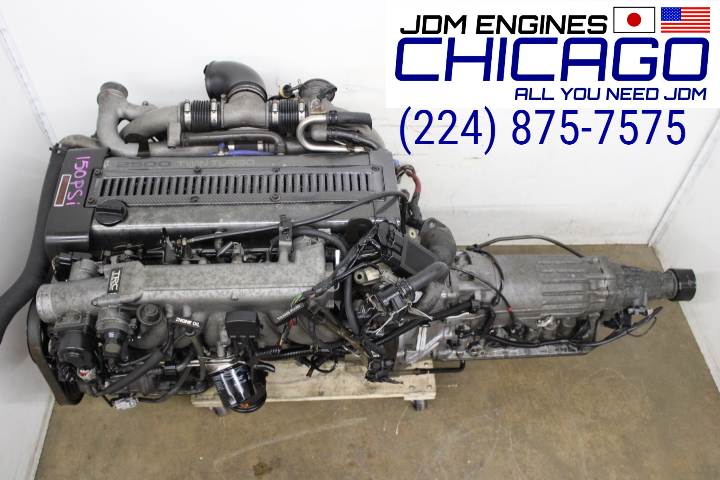 JDM 93-96 1JZ GTE front sump NonVVTi Twin Turbo 2.5L Engine Automatic Transmission Wiring & ECU
