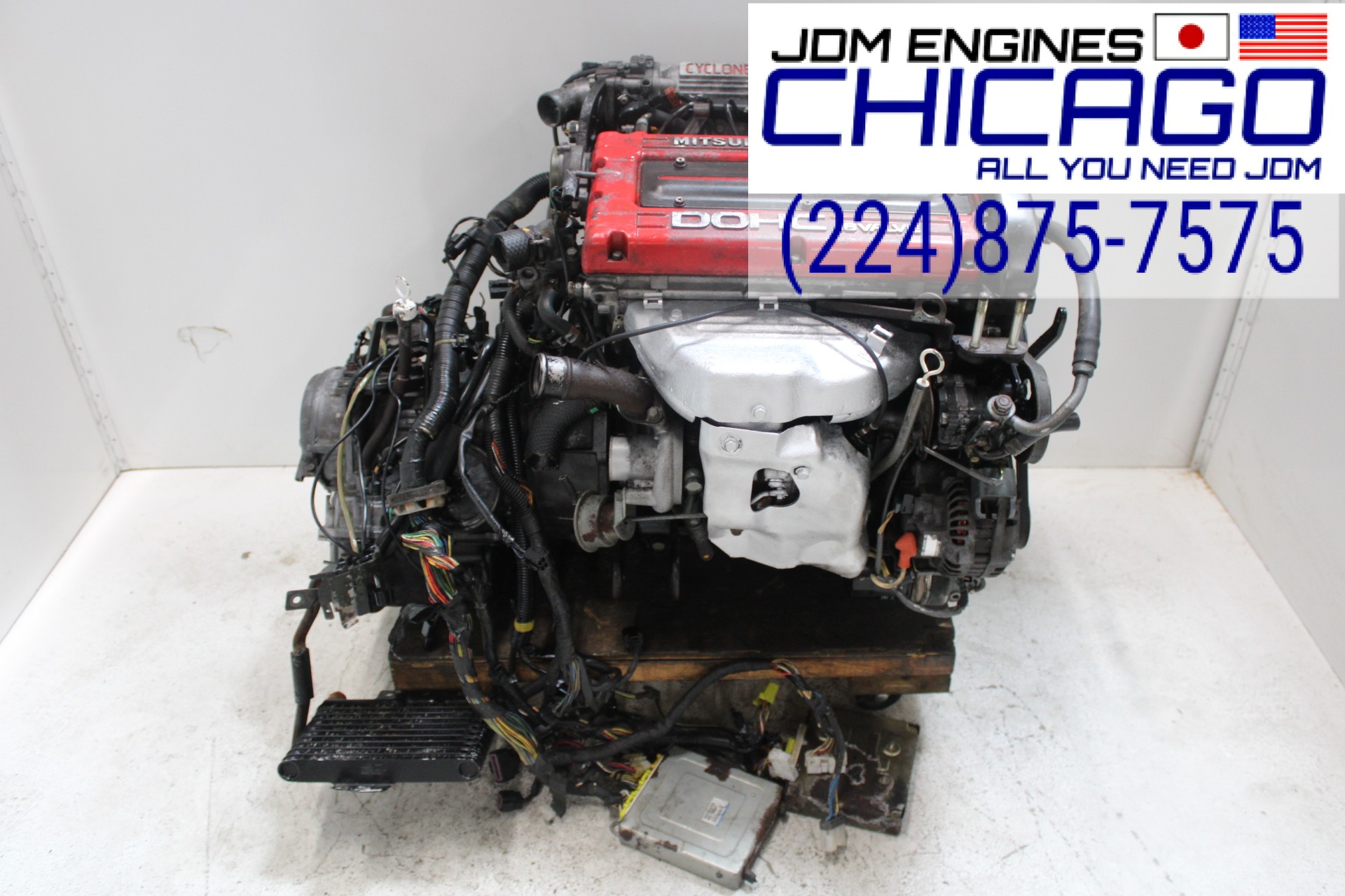 JDM MITSUBISHI 4G63T TURBO CYCLONE 6 BOLT ENGINE WITH AWD A/T WIRING & ECU